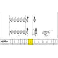 Gruppo collettori attacco G 1" (ISO 228-1) F - G 3/4" A (ISO 228-1) M 7 derivazioni 6626G5