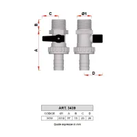 3439 - Rubinetto di scarico caldaia cromato - Misura 1/2" 3439 12