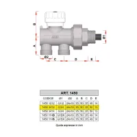 1450 - Valvola MONOSTILE manuale per impianti monotubo - Misura 3/4" 1450 3412