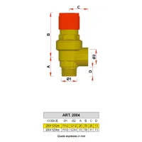 2004 - Valvola di sicurezza ordinaria gialla maschio-femmina 3 bar - Misura 1/2" x 1/2" 2004 121230