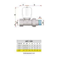 1350 - Valvola manuale diritta, attacco tubo ferro - Misura 1" 1350 1