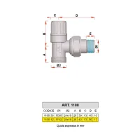 1100 - Detentore a squadra, attacco tubo rame - Misura 1/2" x 18 1100 12G18