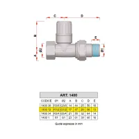 1400 - Detentore diritto, attacco tubo ferro - Misura 1/2" 1400 12