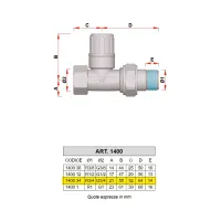 1400 - Detentore diritto, attacco tubo ferro - Misura 3/4" 1400 34