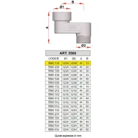 5560 - Raccordo eccentrico, attacchi femmina-maschio - Misura 3/8" x 3/8" - Interasse 1 cm 5560 138