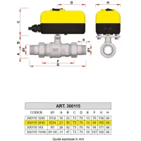 300115 - Valvola di zona a 2 vie con attacchi maschio - Misura 3/4" - Tensione 230V - tempo apertura 40 s 300115 3440