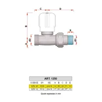 1250 - Valvola manuale diritta, attacco tubo rame - Misura 3/8" 1250 38