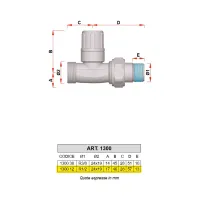 1300 - Detentore diritto, attacco tubo rame - Misura 1/2" 1300 12