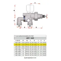 1425 - Valvola MONO-BITUBO termostatizzabile cromata con interasse variabile - Misura 1/2" - Interasse 48-65 mm 1425 1265