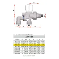 1425 - Valvola MONO-BITUBO termostatizzabile cromata con interasse variabile - Misura 3/4" - Interasse 40-50 mm 1425 3450