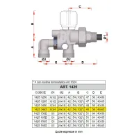 1425 - Valvola MONO-BITUBO termostatizzabile cromata con interasse variabile - Misura 3/4" - Interasse 48-65 mm 1425 3465