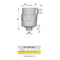 2040 - Valvola sfogo aria con scarico in posizione orizzontale - Misura 3/8" 2040 38