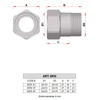 8850 - Prolunga diritta (Filetto FAR 24x19 femmina-Filetto FAR 24x19 maschio) - Misura 30 lung/mm 8850 30