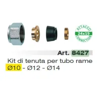 8427 - KIT di tenuta in gomma a compressione per tubo rame ø 10, calotta cromata 8427 10