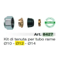 8427 - KIT di tenuta in gomma a compressione per tubo rame ø 12, calotta cromata 8427 12