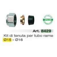 8429 - KIT di tenuta in gomma a compressione per tubo rame ø 15, calotta cromata 8429 15