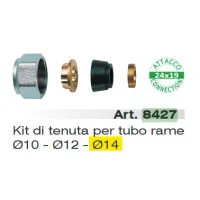 8427 - KIT di tenuta in gomma a compressione per tubo rame ø 14, calotta cromata 8427 14