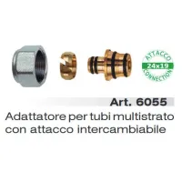 6055 - Kit per tubi MULTISTRATO, con calotta cromata - Misura 16x2 6055 58190