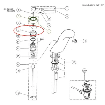 Ghiera M50x1,5mm class Ideal Standard per cartuccia Multiport neutro A962944NU