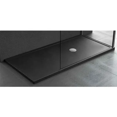 Piatto doccia Olympic plus 80x120 h.4,5 cm nero goffrato OL801204-28