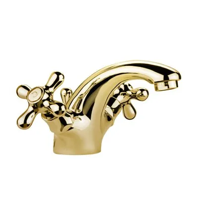 Iris-viola monoforo lavabo con scarico automatico 1"1/4G senza attacco catenella - finitura Gold finish IRV075GF