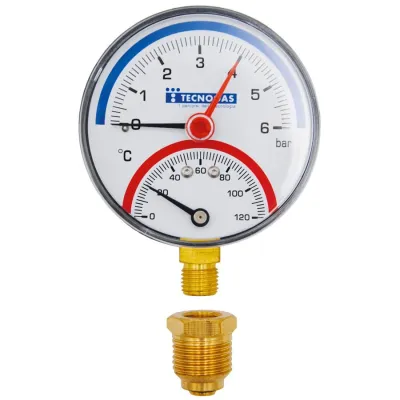 Termomanometro diametro ø 80 mm - 0 ÷ 6 bar - 0 ÷ 120° - attacco posteriore 00000R01571