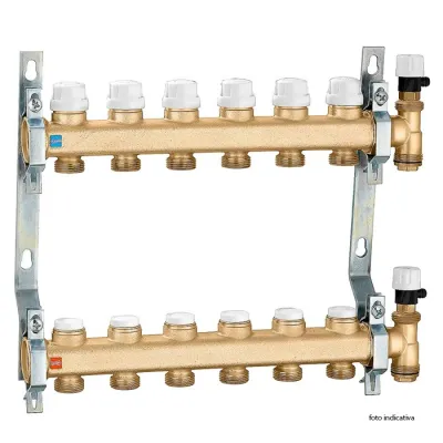 Gruppo collettori con valvola intercettazione - Misura 1" F - 11 derivazioni 6626M5