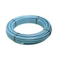 Tubo PE-X/Al/PE-X ø16x2 multistrato preisolato per uso sanitario e riscaldamento fornito in rotoli - Colore azzurro (Legge 10/91) - Rotolo da 100 metri 2550001620100