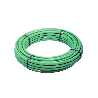 Tubo PE-X/Al/PE-X ø26x3 preisolato per condizionamento, uso sanitario e riscaldamento fornito in rotoli - Colore verde (Legge 10/91) - Rotolo da 25 metri 2580012630025