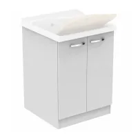 Ideal Standard Lago mobile sottolavatoio con asse in legno L.60 P.60 cm, colore bianco finitura lucido (solo mobile, senza lavatoio) J0028PW