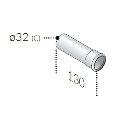 Prolunga L. 130 mm in ottone cromato ø32 -100.1305