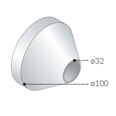 Rosone cromato per sifoni - esterno ø100 conico in ottone - interno ø32 -115.3305