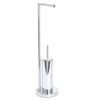 Pianta wc smart con porta salviette / asciugamani e portascopino in acciaio inox lucido, dim. 20,5 x 66 cm 101P34100