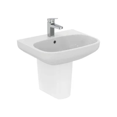 Ideal Standard I.LIFE A lavabo sospeso o da appoggio L.55 cm, monoforo, con troppopieno, colore bianco finitura lucido T451201