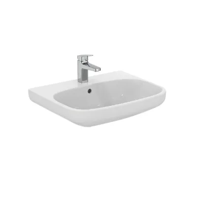 Ideal Standard I.LIFE A lavabo sospeso o da appoggio L.60 cm, monoforo, con troppopieno, colore bianco finitura lucido T451101