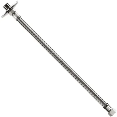 Attacco flessibile DN10 treccia acciaio inox AISI 304, maschio prolungato/femmina, rosone scorrevole in acciaio inox - Misura 3/8" x 3/8" L.25 cm 0093RF33025