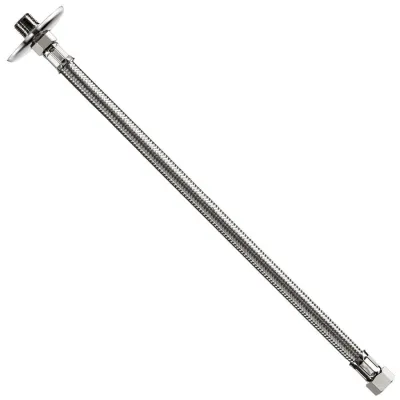 Attacco flessibile DN10 treccia acciaio inox AISI 304 - maschio prolungato/femmina - rosone scorrevole in acciaio inox - Misura 3/8" x 3/8" L.40 cm 0093RF33040