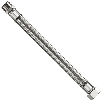 Attacco flessibile DN13 tipo gigante treccia acciaio inox AISI 304, maschio/femmina - Misura 1/2" x 1/2" L.20 cm 0095MF44020