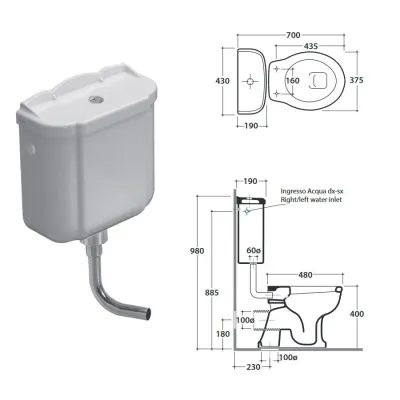 PAESTUM Cassetta a zaino in ceramica 43.19 h43 cm. Peso 15 Kg PA114BI