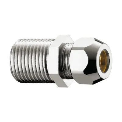 Nipplo niples lungo in ottone cromato, calotta bassa - Misura 1/2" x 3/8" x ø10 L.35 mm 0320B430CR