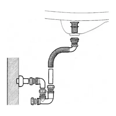 Ceramica Dolomite set di scarico esterno sifone e piletta a scarico libero, neutro J200667