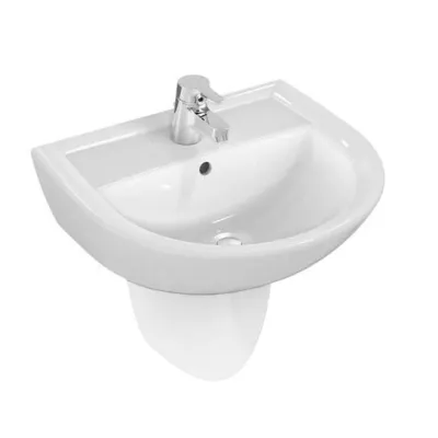 Ceramica Dolomite Quarzo lavabo 50 x 44 cm con foro per rubinetteria e troppopieno, bianco (senza colonna) E881601