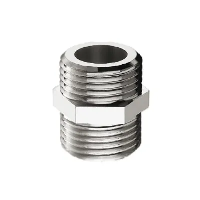 Nipplo niples vite doppia con esagono in ottone cromato - Misura 1/2" 00390400CR