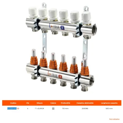 Collettore premontato a 4 vie 1" F 500084MN