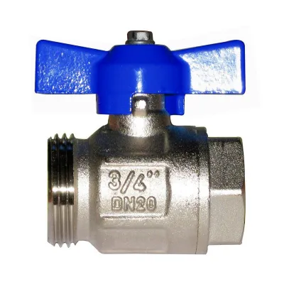 AC 635 NB Valvola a sfera 1" F x 1"1/4 M diritta maschio-femmina senza raccordo, manovra a farfalla (blu) 501354NB