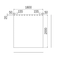 Inda Hotellerie tenda in poliestere (PE) impermeabilizzato, tinta unita con 12 ganci A02592QD