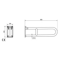 600AB-I-B Barra ribaltabile con bloccaggio - 60 cm - serie verniciata antibatterica bianca 600-I-B