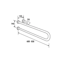 831-I-B Barra di sostegno 830 mm con rinforzo a destra, colore bianco 831-I-B