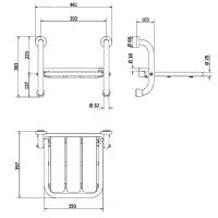 SRD-I Sedile doccia ribaltabile in acciaio inox, colore bianco SRD-I-B