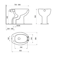 420_S Vaso wc per disabili, serie Basic, con scarico a pavimento 420-ES